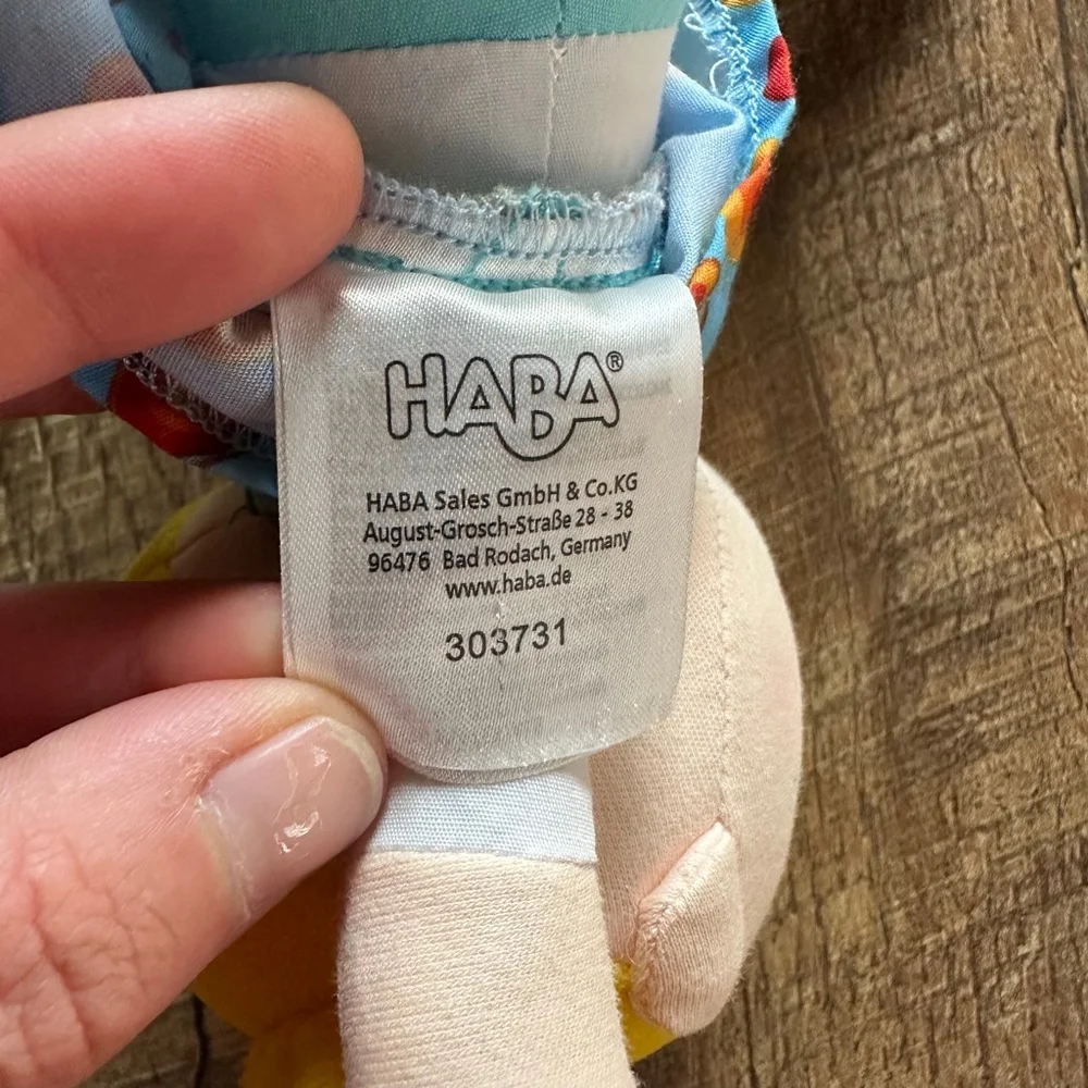 Girls HABA Blue & Yellow Polka Dot Doll